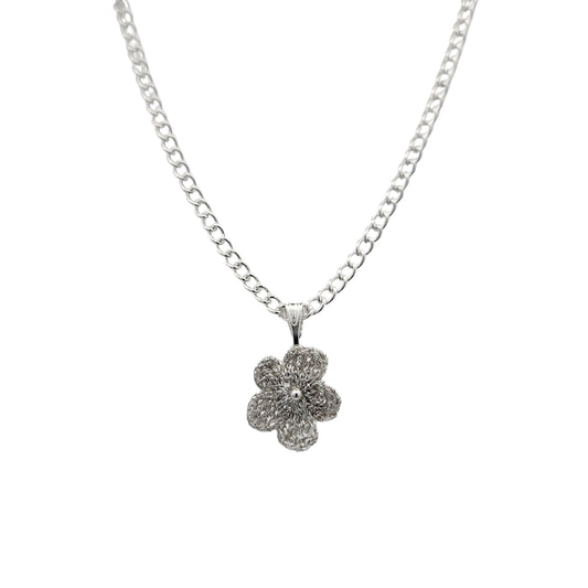 Silver Mini Bloom Embroidered Pendant