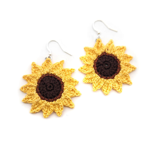 Sunflower Embroidery Earrings