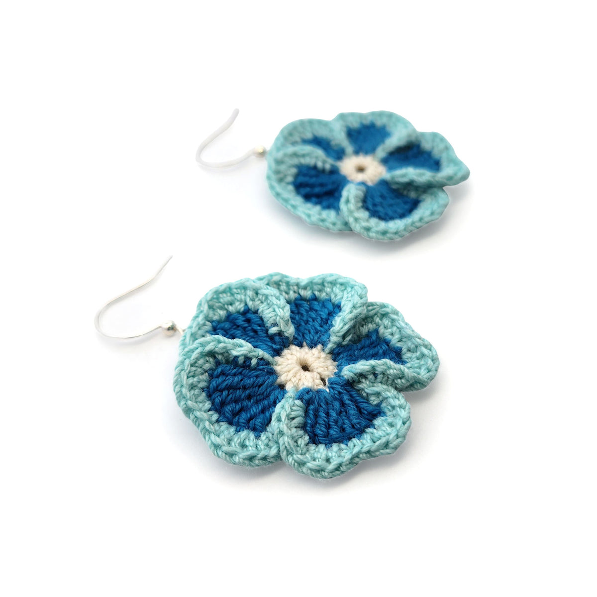 Blue Pansy Embroidery Earrings