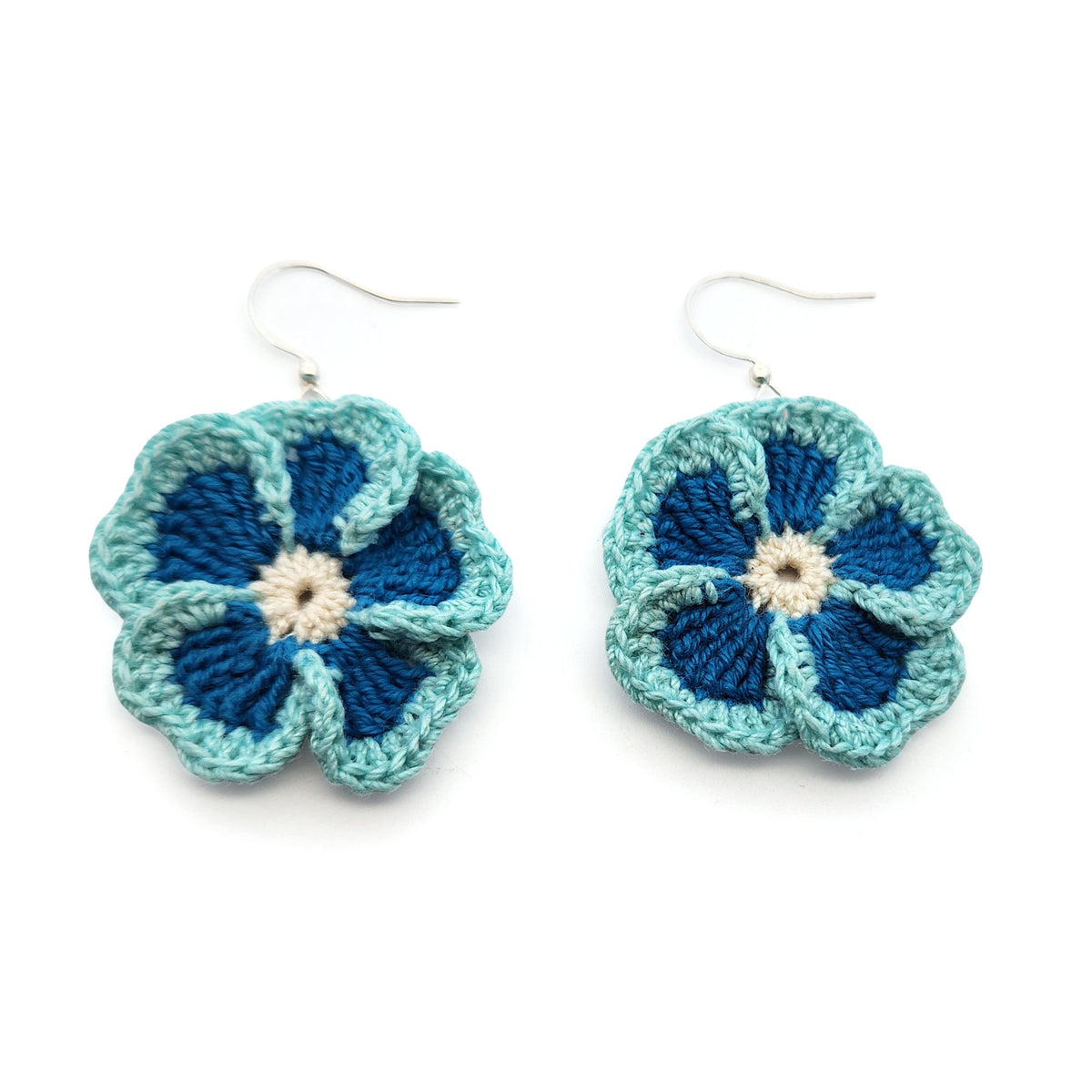 Blue Pansy Embroidery Earrings