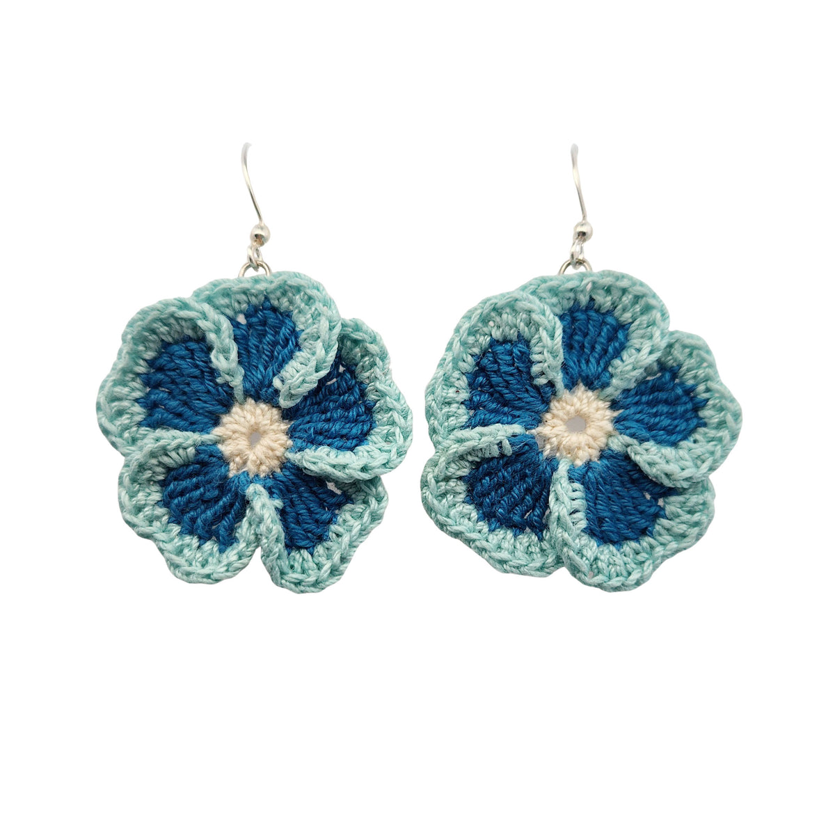 Blue Pansy Embroidery Earrings