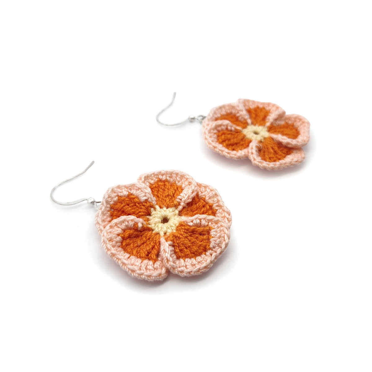 Orange Pansy Embroidery Earrings