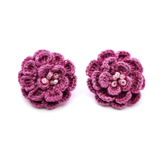 Purple Carnations Embroidery Earrings