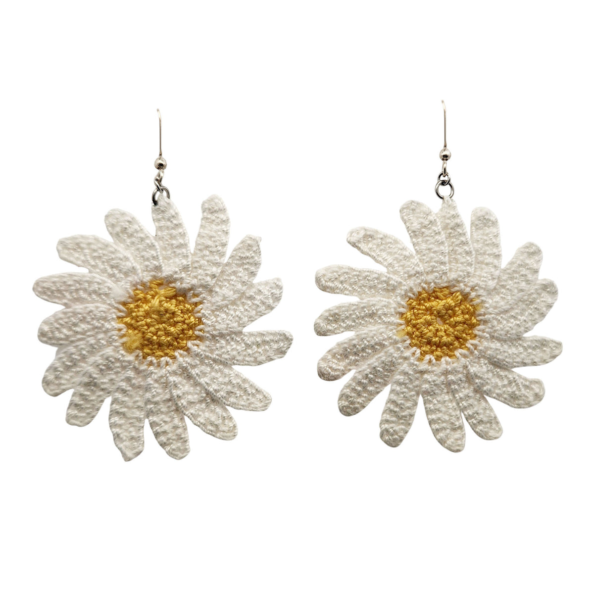 Daisy Flower Embroidery Earrings