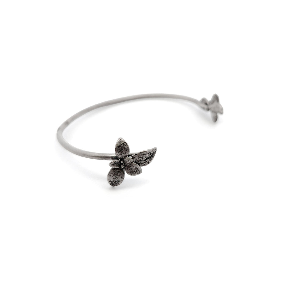 Sterling Silver Double Floral Cuff