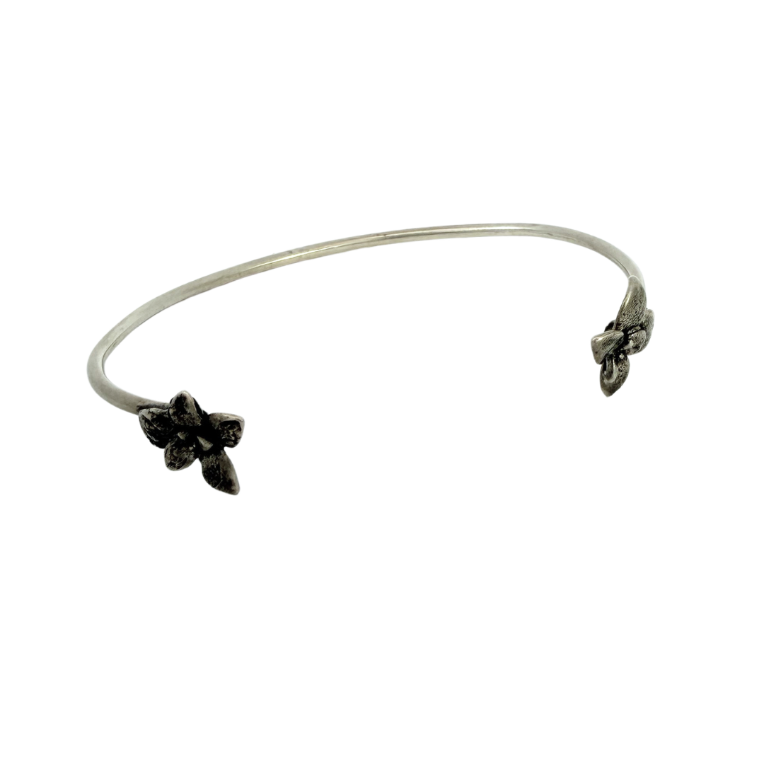 Sterling Silver Floral Double Cuff