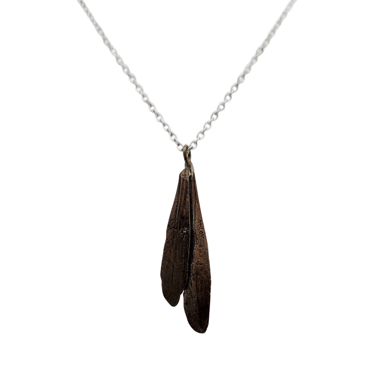 Bronze & Sterling Silver Ash Seed Pendant