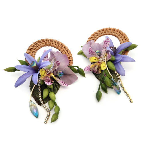 Purple Garden Party Flower Earrings