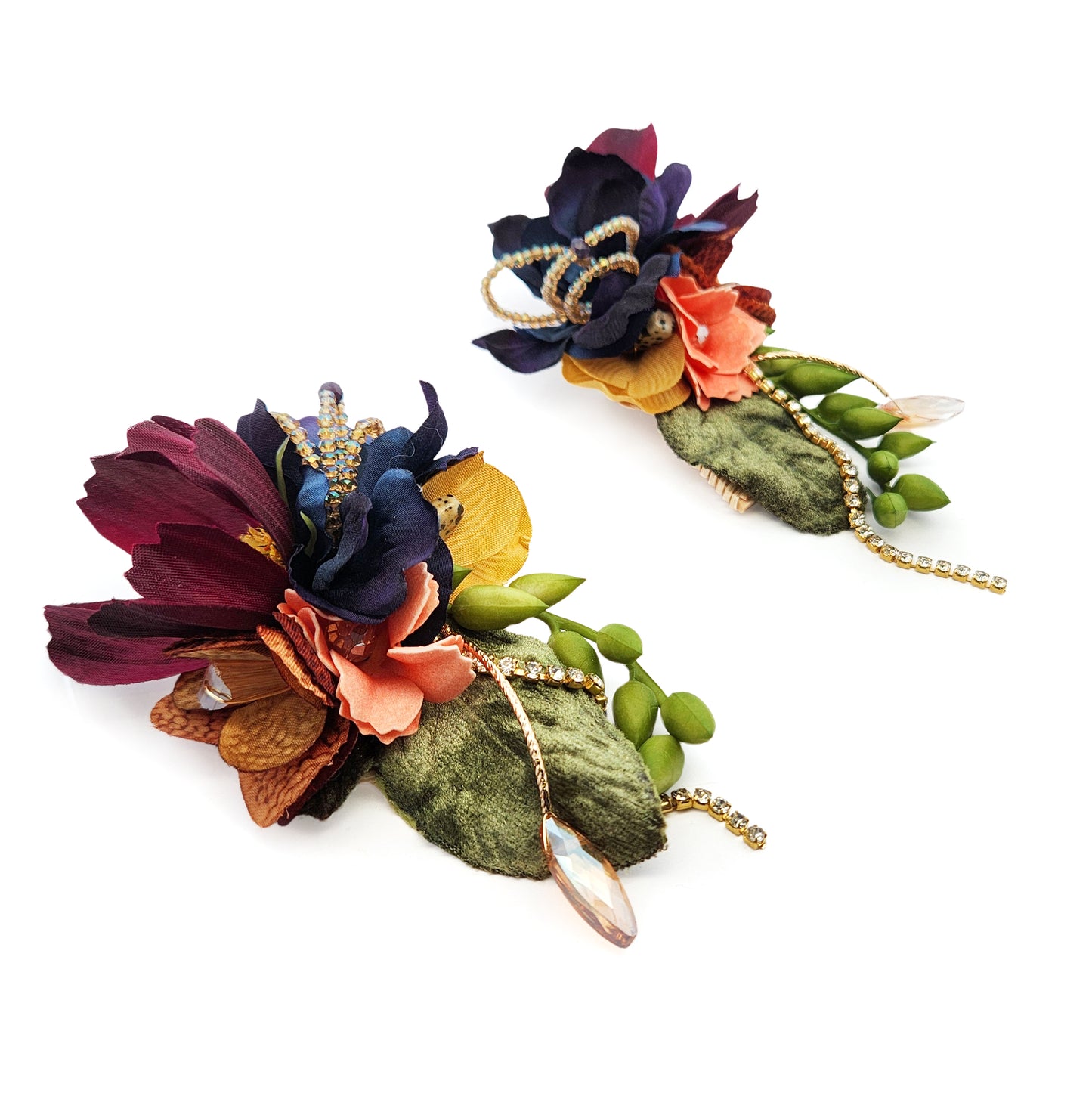 Blue & Purple Garden Party Flower Earrings