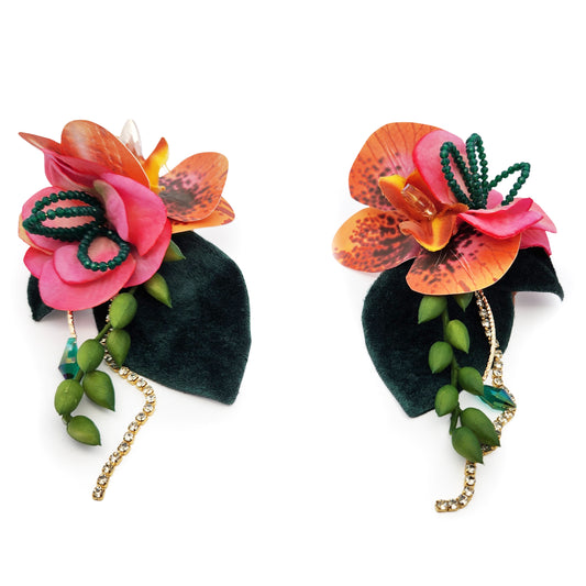Orange & Pink Garden Party Flower Earrings