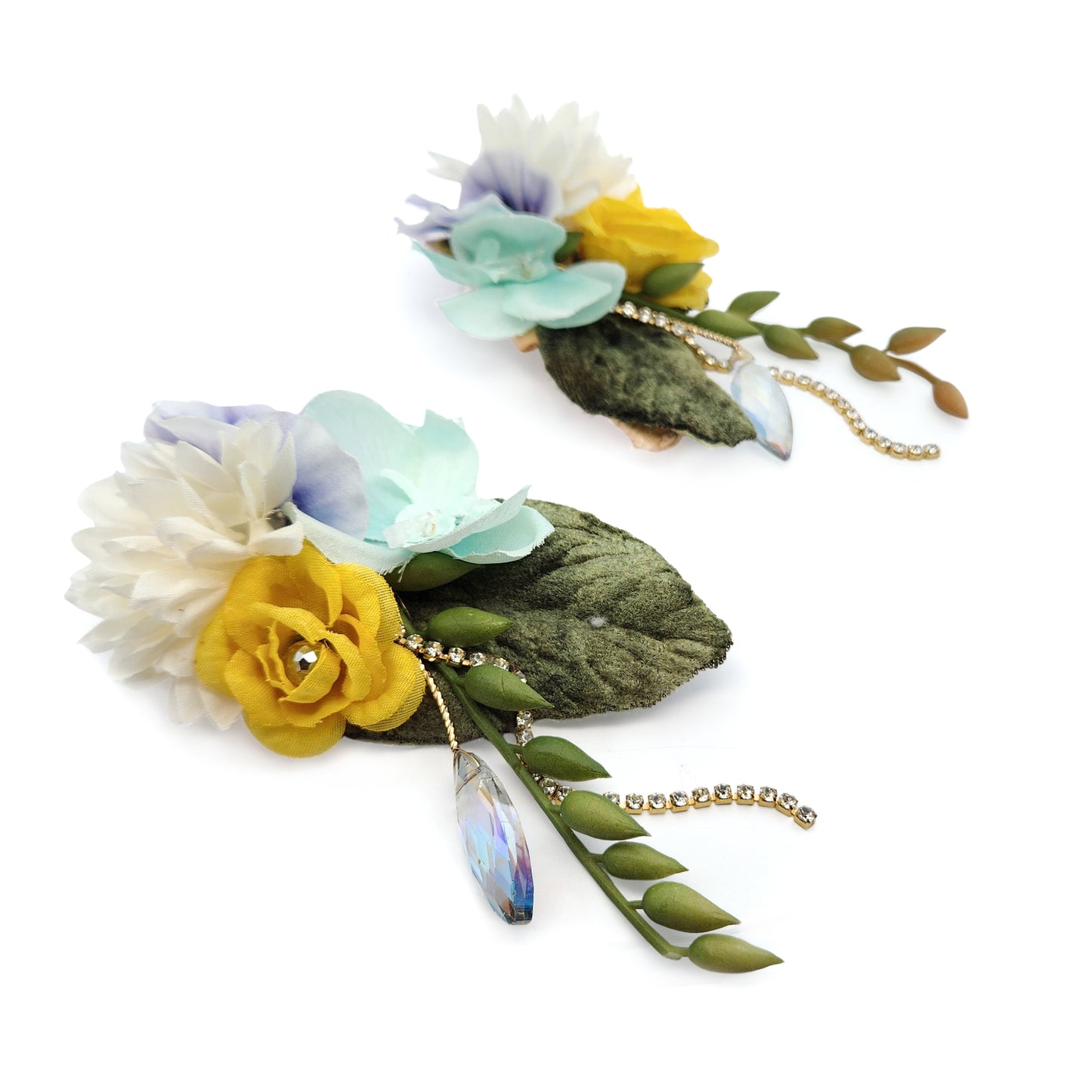 White & Yellow Garden Party Flower Earrings