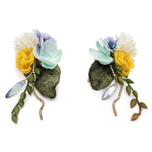White & Yellow Garden Party Flower Earrings