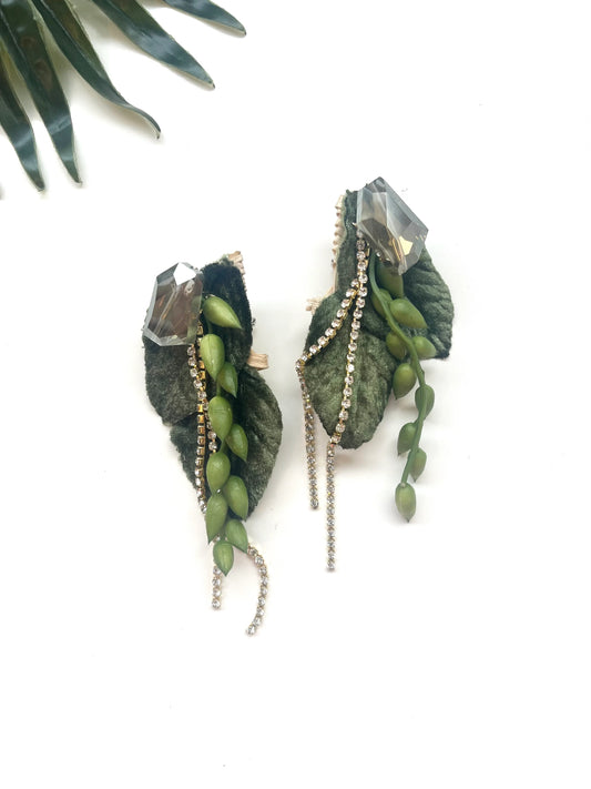 Green Foliage Garden Party Earrings
