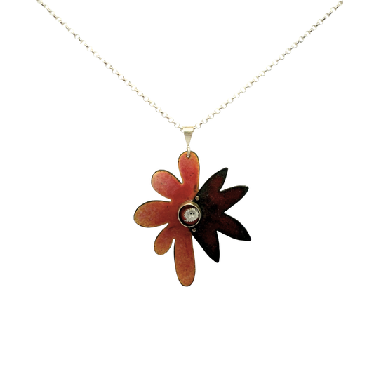 Large Floral Enamel Pendant