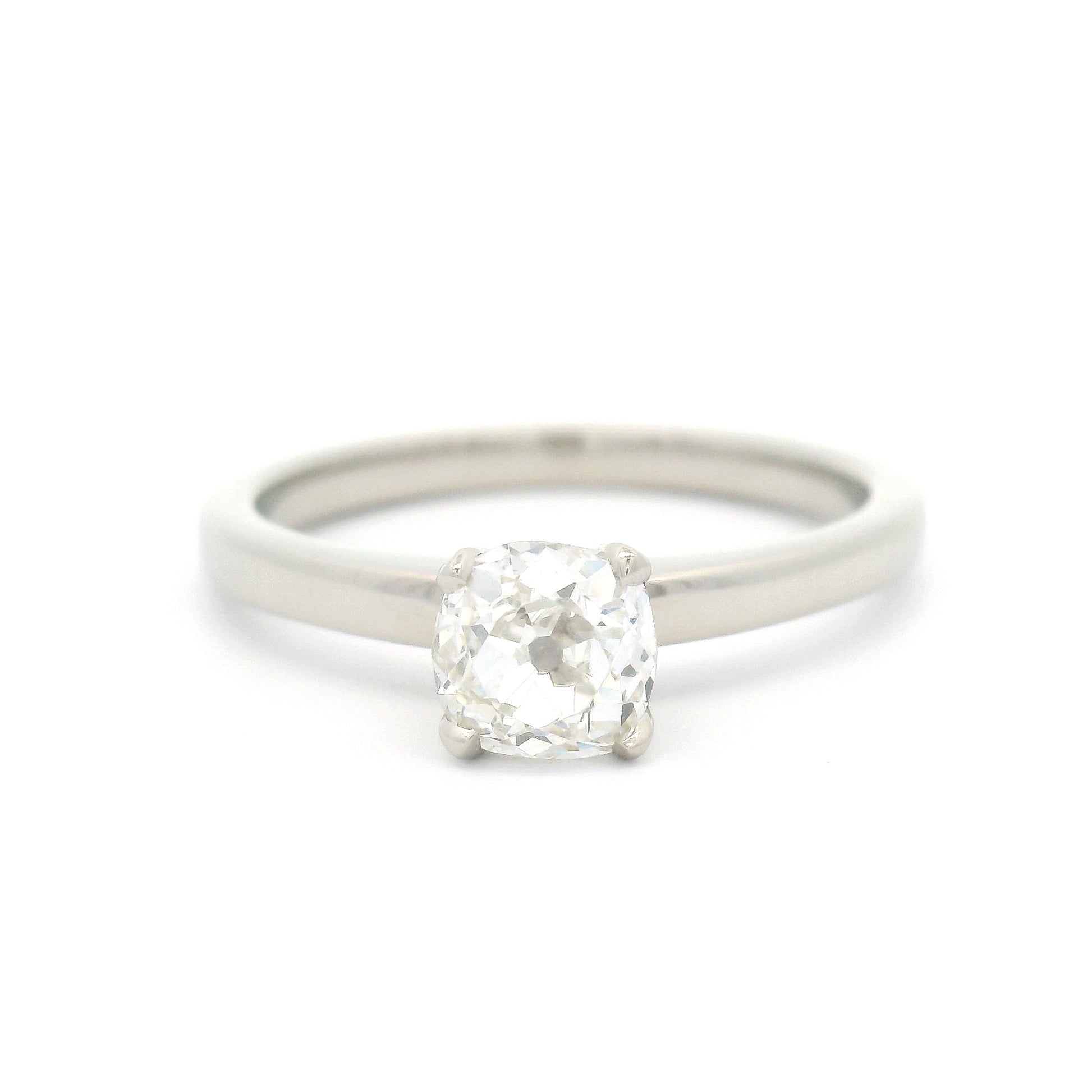 14k White Four Claw Solitaire with 0.64ct Natural Old Mine-Cut Diamond