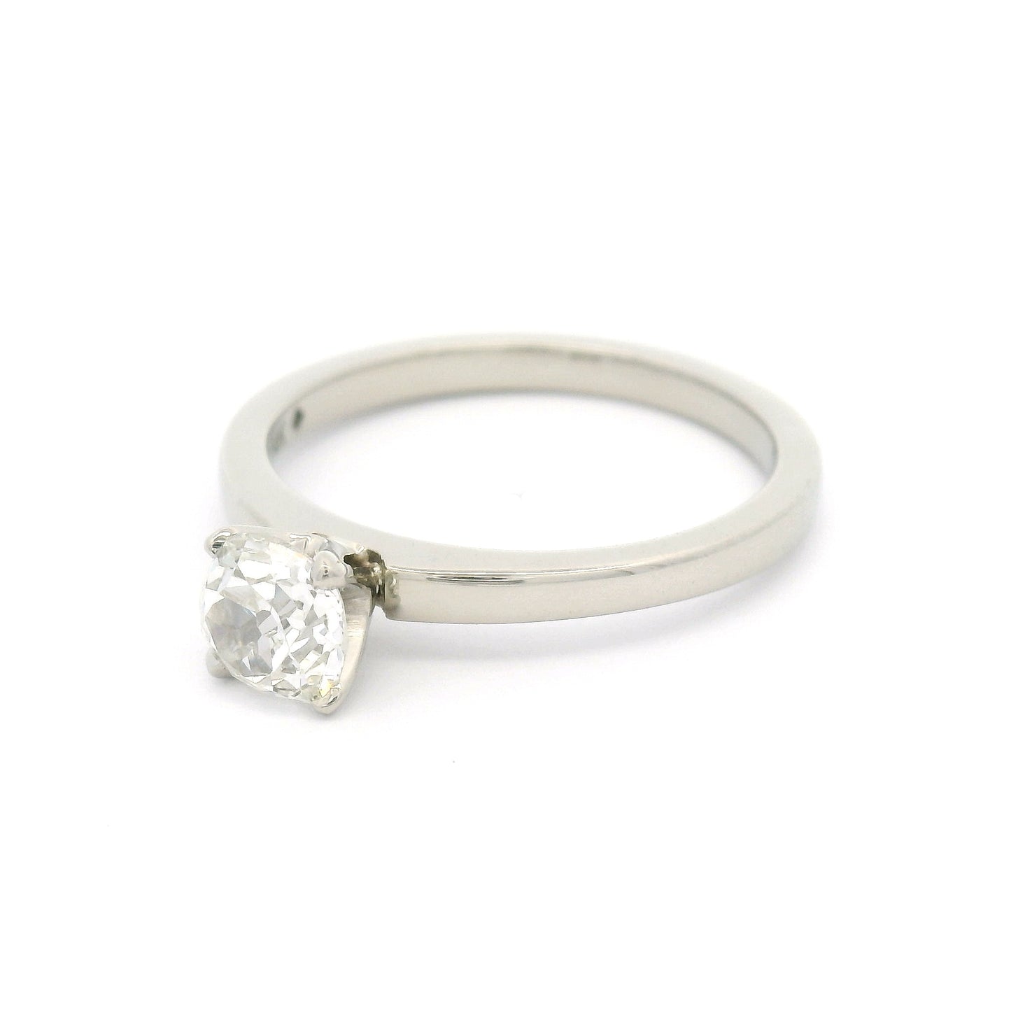 14k White Four Claw Solitaire with 0.64ct Natural Old Mine-Cut Diamond