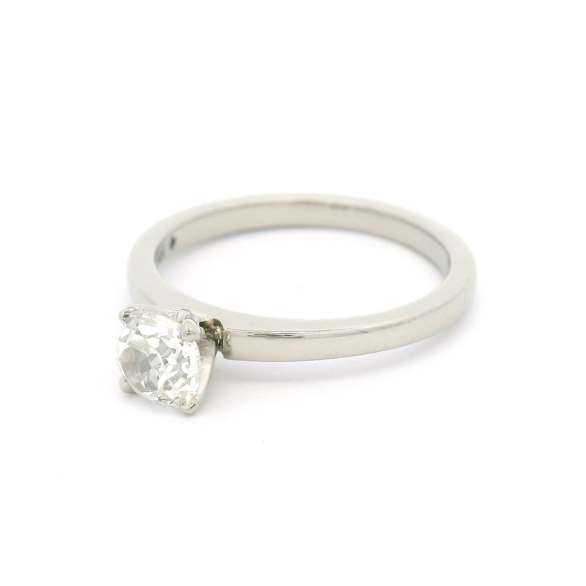 14k White Four Claw Solitaire with 0.64ct Natural Old Mine-Cut Diamond