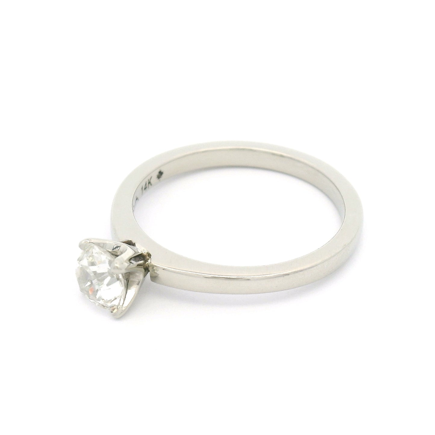 14k White Four Claw Solitaire with 0.64ct Natural Old Mine-Cut Diamond