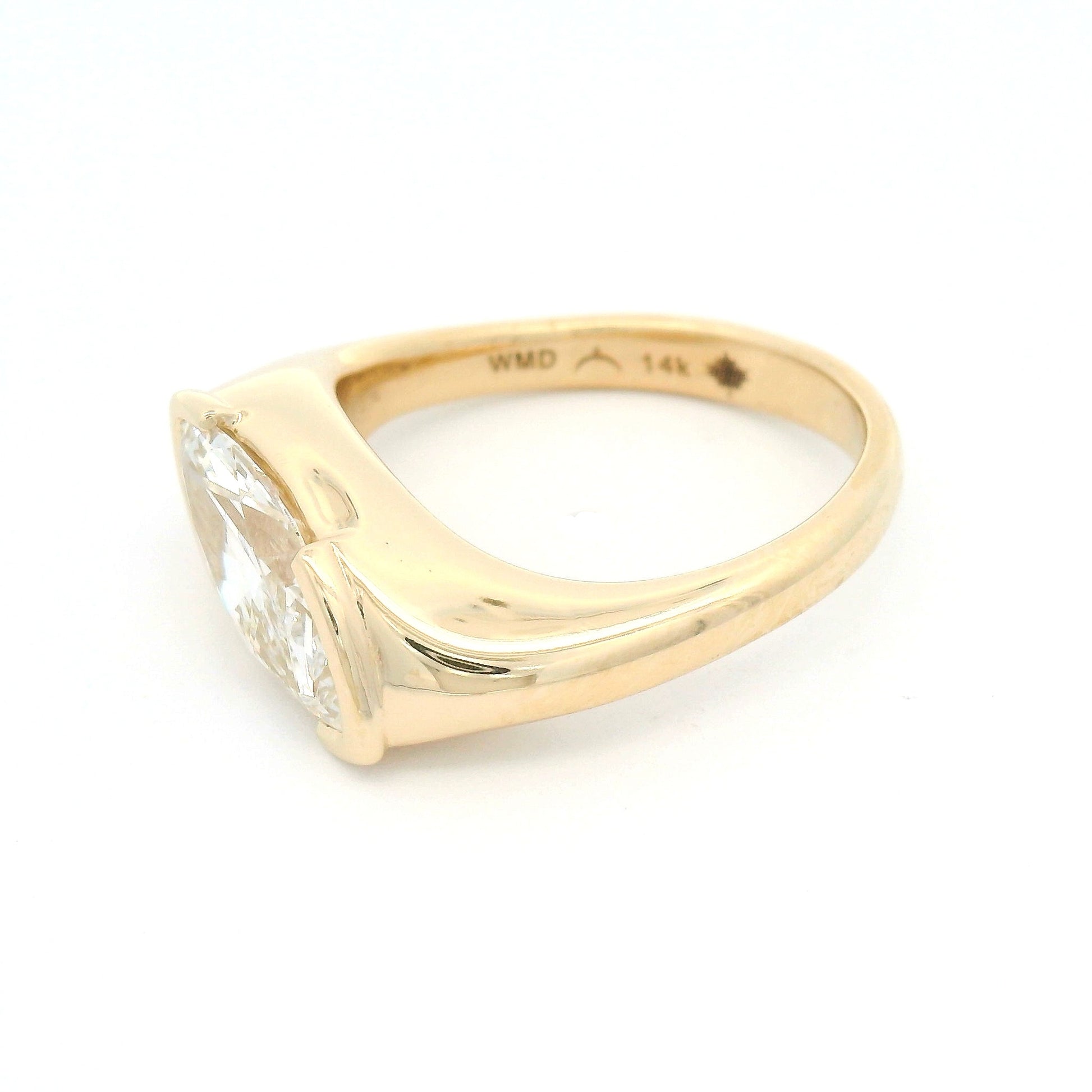 14k Yellow Half Bezel-Set Solitaire with 1.58ct Lab-Grown Marquise Diamond