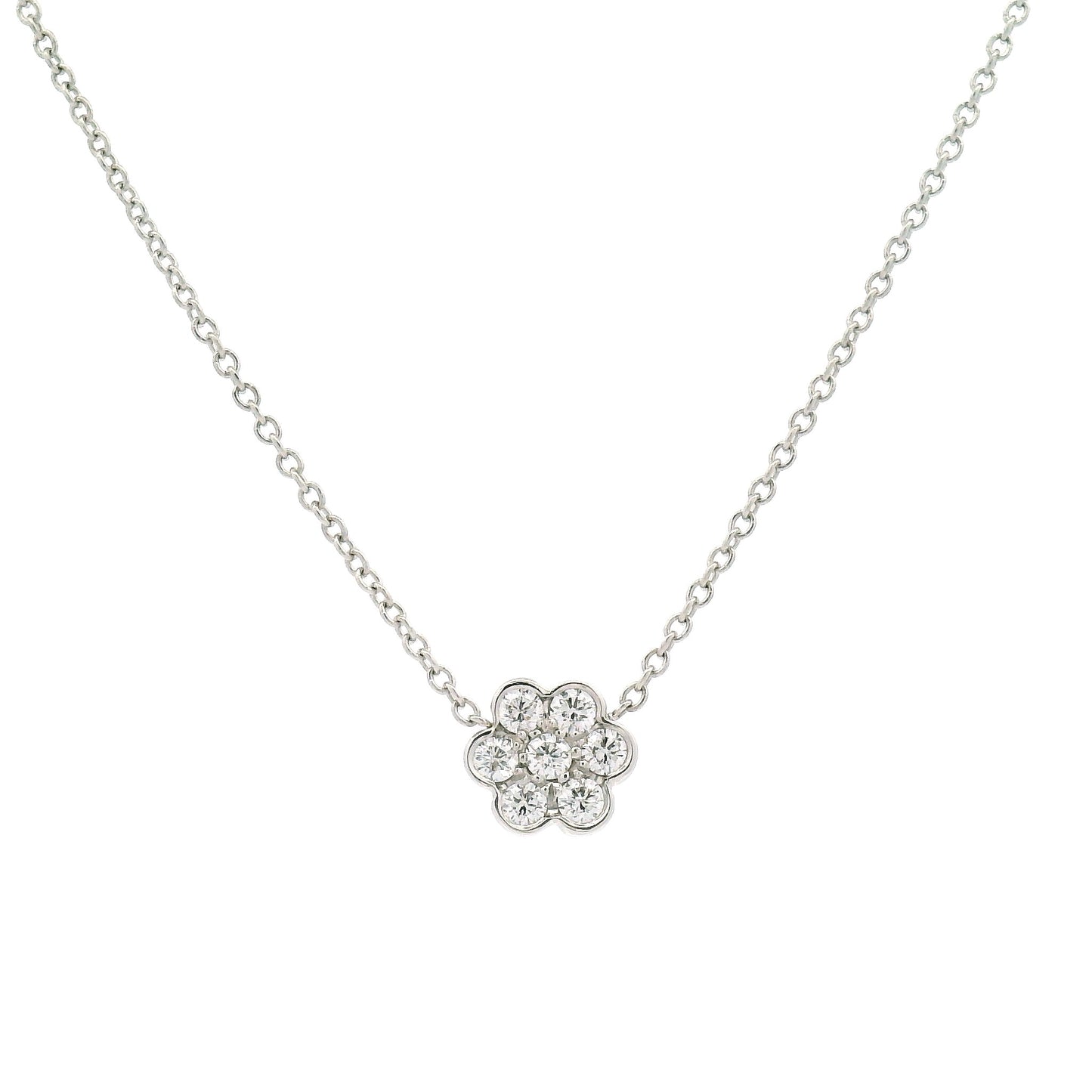 Platinum Flower Necklace with 0.21cts Natural Diamonds