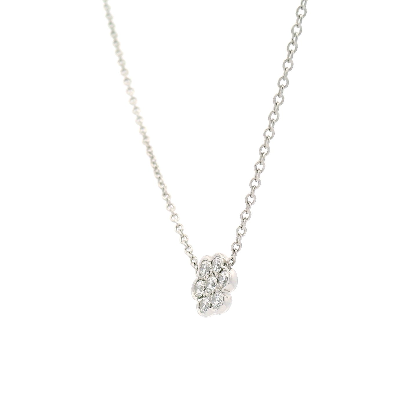 Platinum Flower Necklace with 0.21cts Natural Diamonds