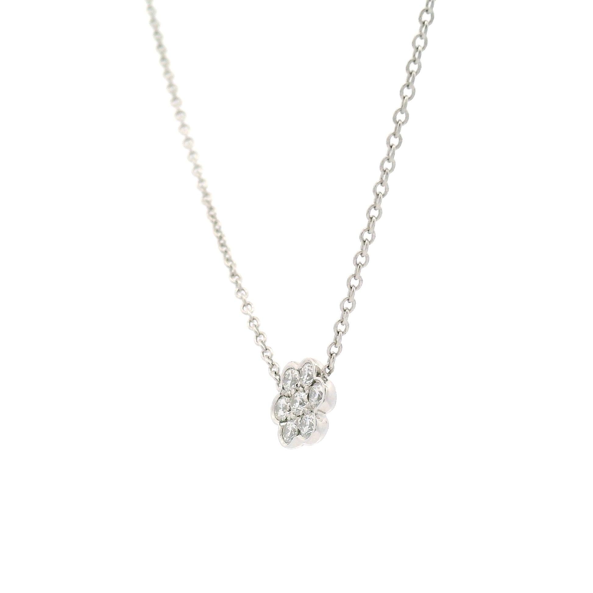 Platinum Flower Necklace with 0.21cts Natural Diamonds