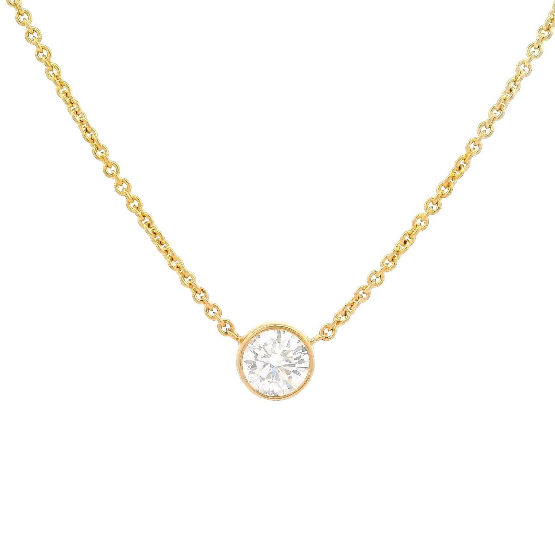 14k Yellow Necklace with Bezel-Set Lab-Grown 0.65ct Diamond