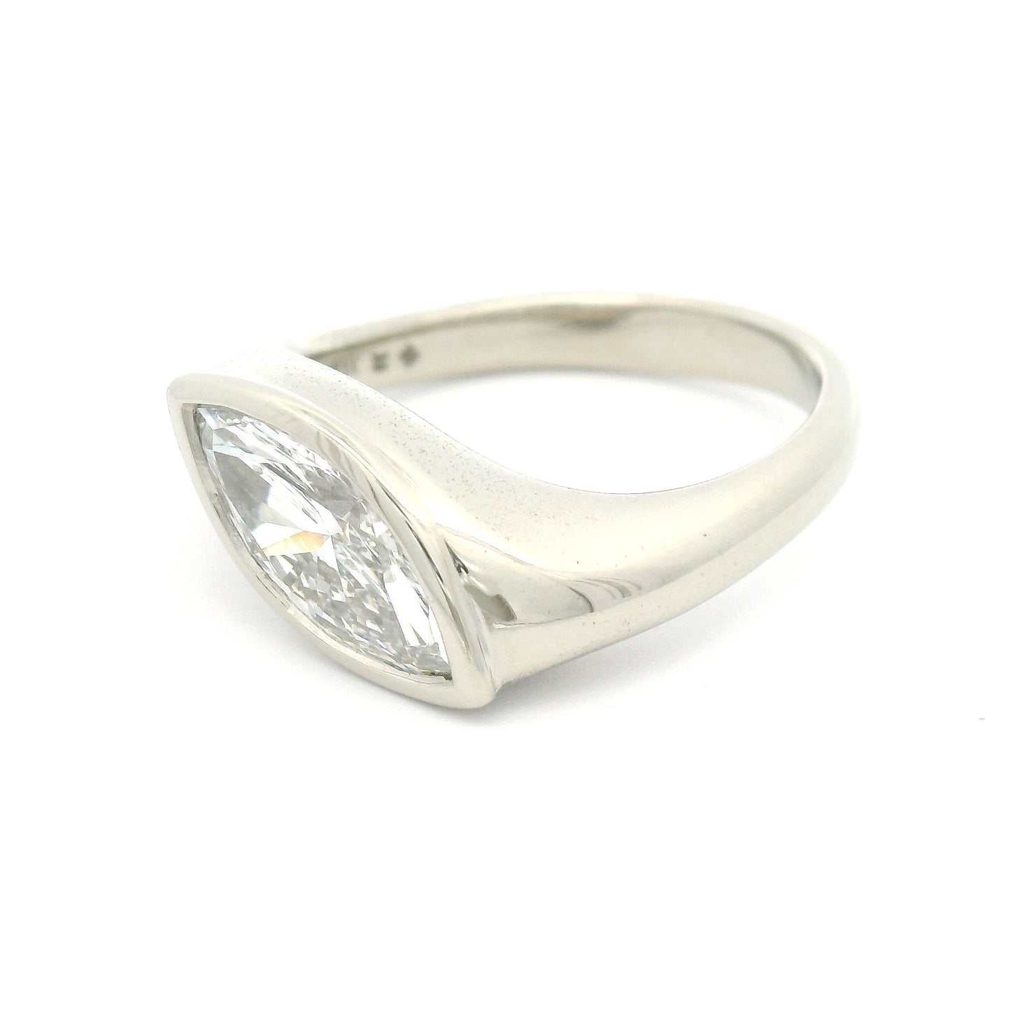 14k White Twisted Bezel-Set Solitaire with 1.28ct Lab-Grown Marquise Diamond
