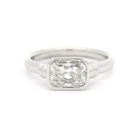 Platinum Bezel-Set Solitaire with 1ct Natural Radiant-Cut Diamond