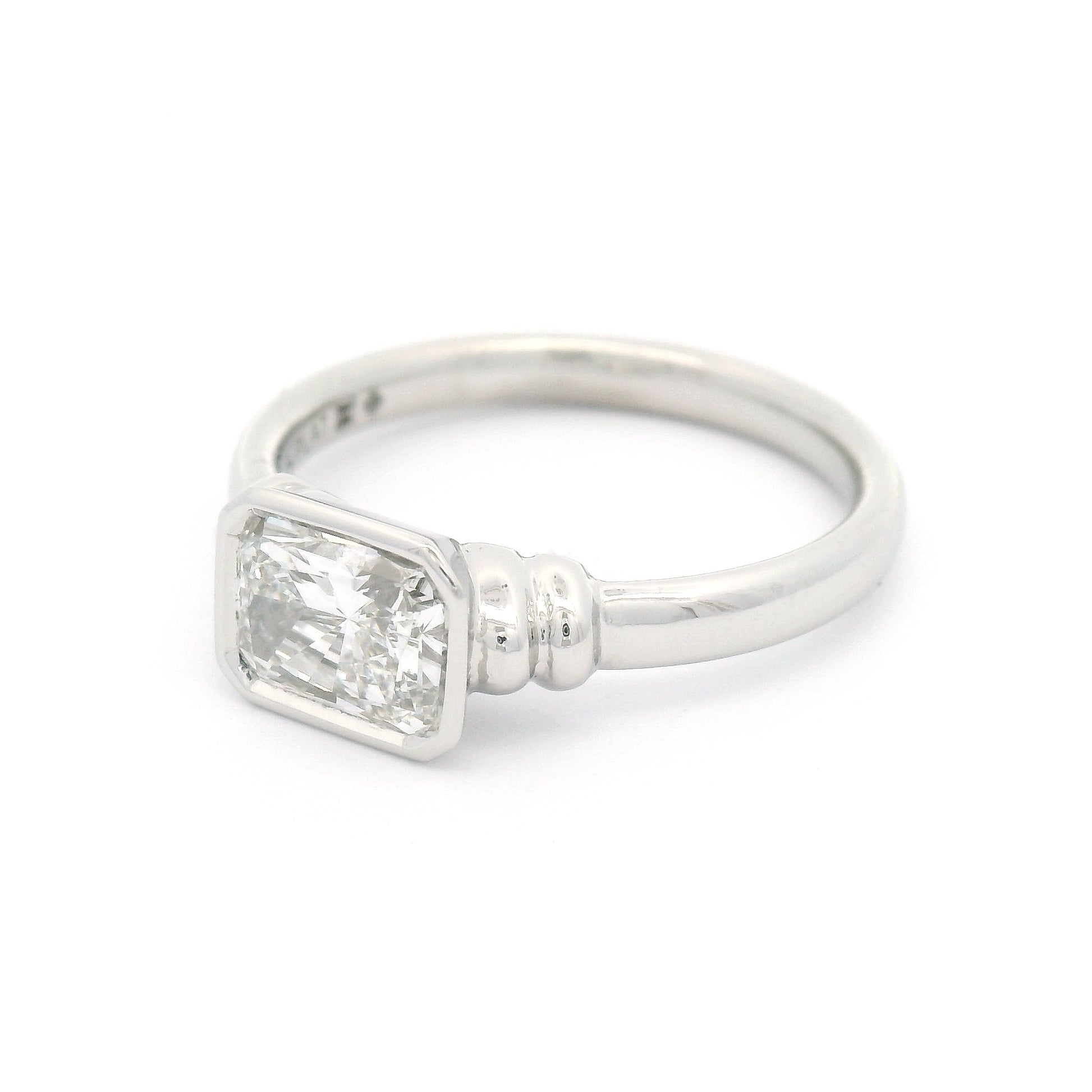 Platinum Bezel-Set Solitaire with 1ct Natural Radiant-Cut Diamond