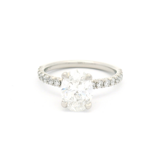 Platinum Engagement Ring with 1.72ct Lab-Grown Oval Diamond and Accent Diamonds
