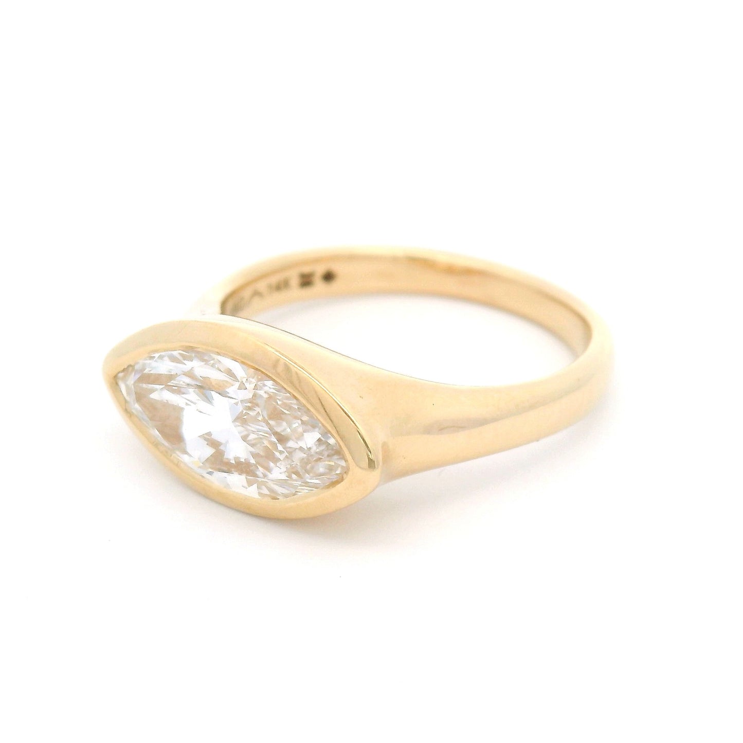 14k Yellow Bezel-Set Solitaire with 2.02ct Lab-Grown Marquise Diamond