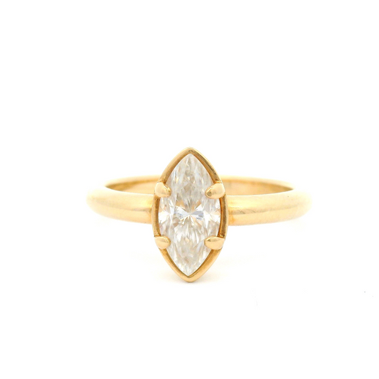 14k Yellow 10mm x 5mm Marquis Moissanite Solitaire