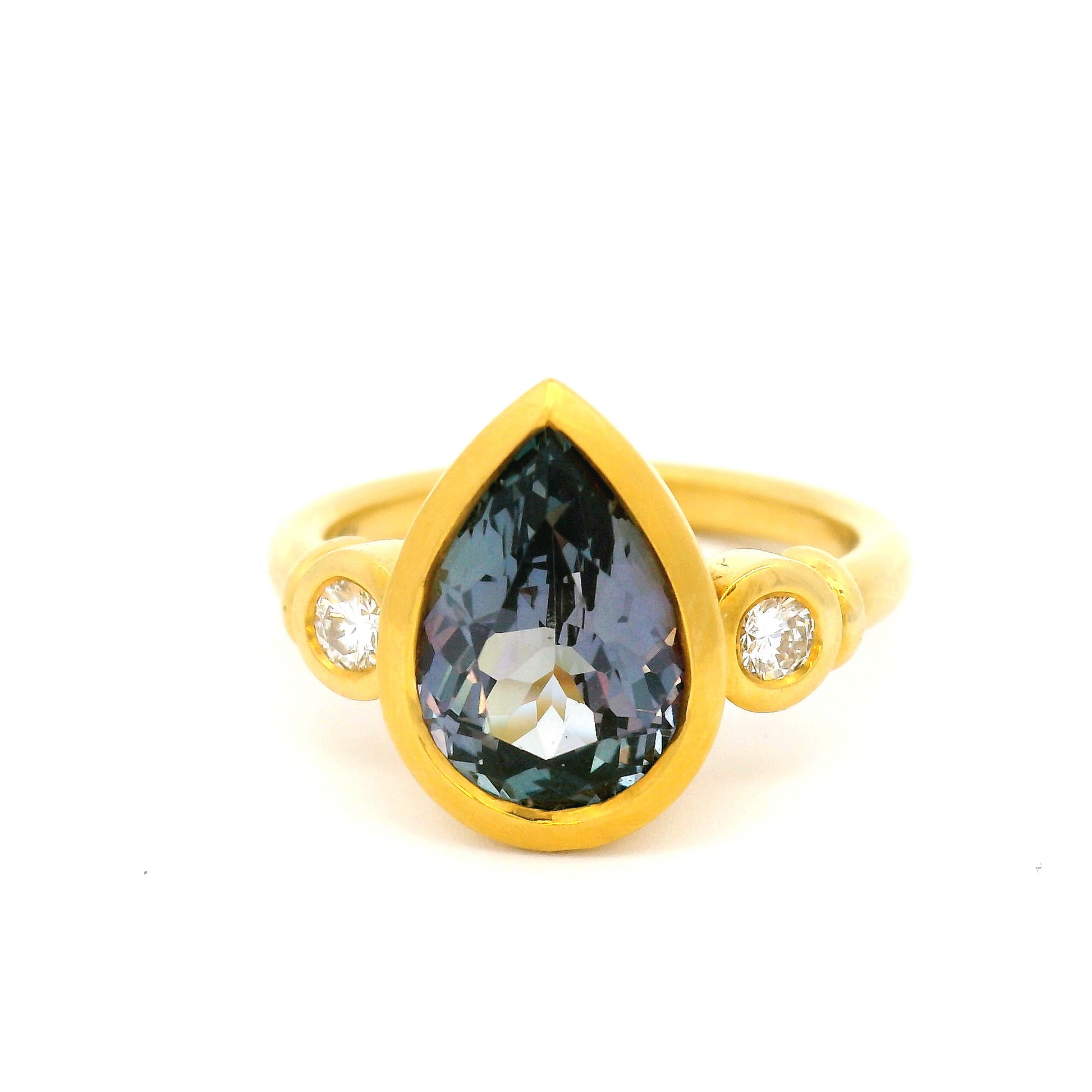 22k Yellow Gold Engagement Ring with 2.97ct Tanzanite and Accent Diamonds