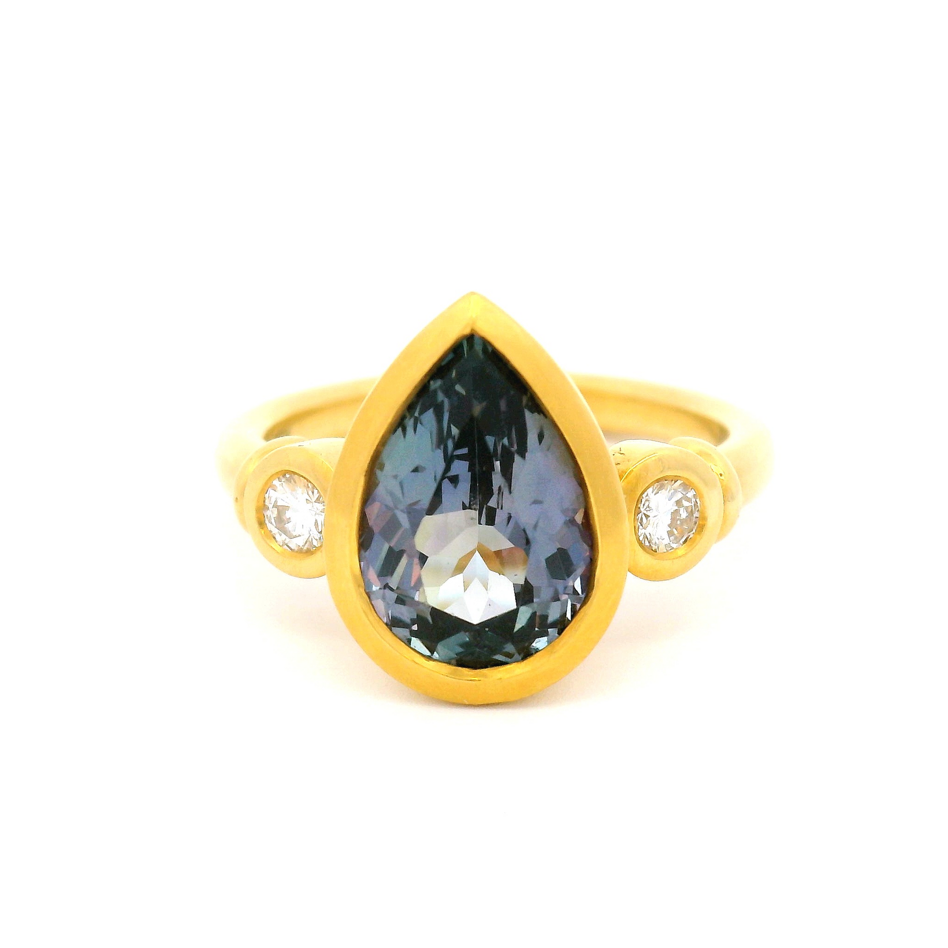 22k Yellow Gold Engagement Ring with 2.97ct Tanzanite and Accent Diamonds