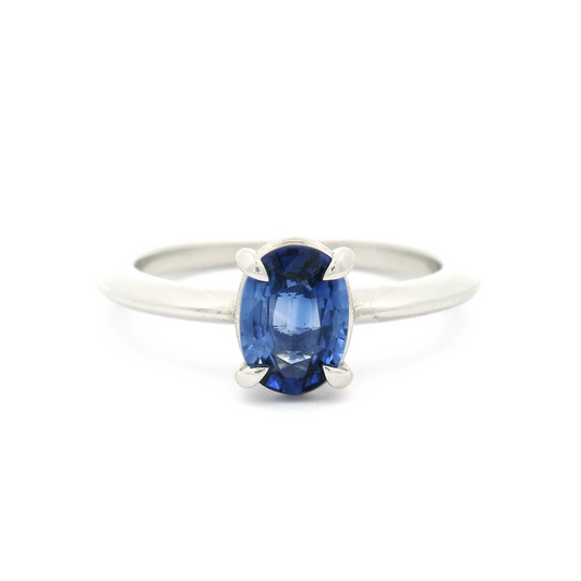 Platinum 1.01ct Oval Blue Sapphire Solitaire