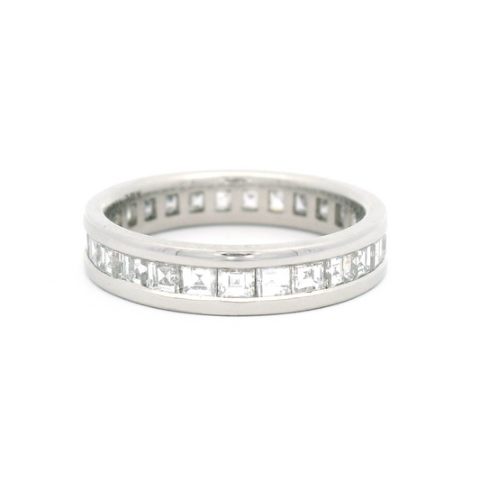 Platinum Channel-Set Eternity Band with 1.35cts Lab-Grown Square Diamonds
