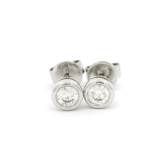 18k White Bezel-Set Studs with 0.30cts Natural Diamonds