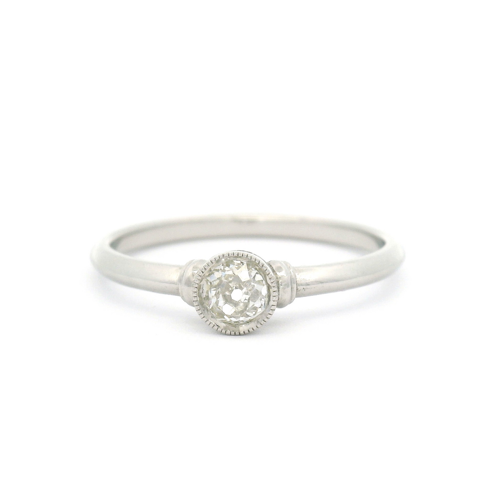 Platinum Vintage Style Bezel Set Solitaire with 0.23ct Old European Cut Diamond