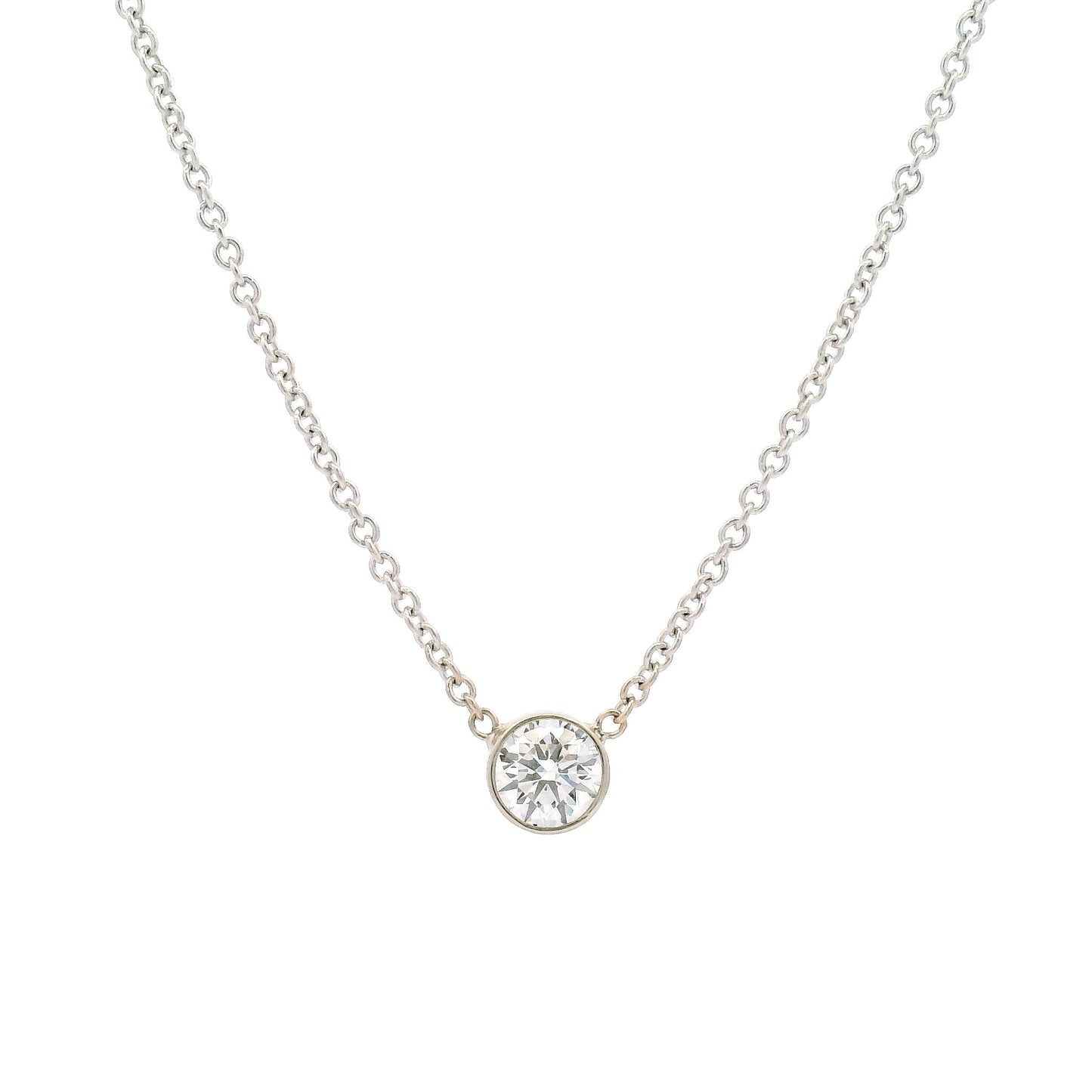 14k White Necklace with Bezel-Set Lab-Grown 0.60ct Diamond