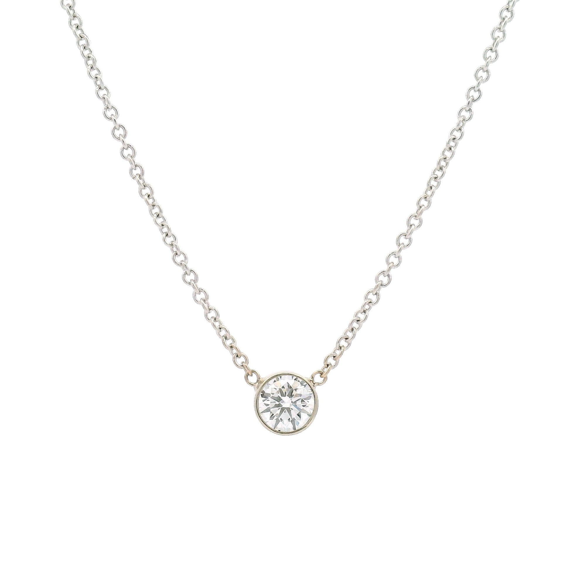 14k White Necklace with Bezel-Set Lab-Grown 0.60ct Diamond