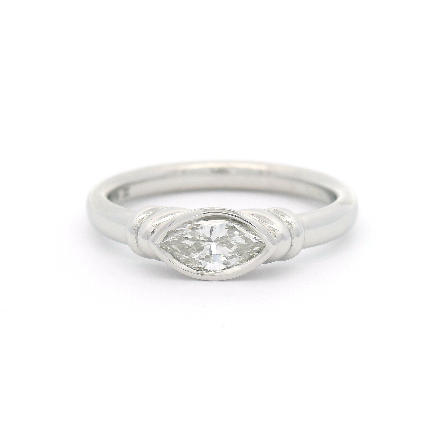 Platinum Bezel-Set Solitaire with 0.40ct Natural Marquise Diamond