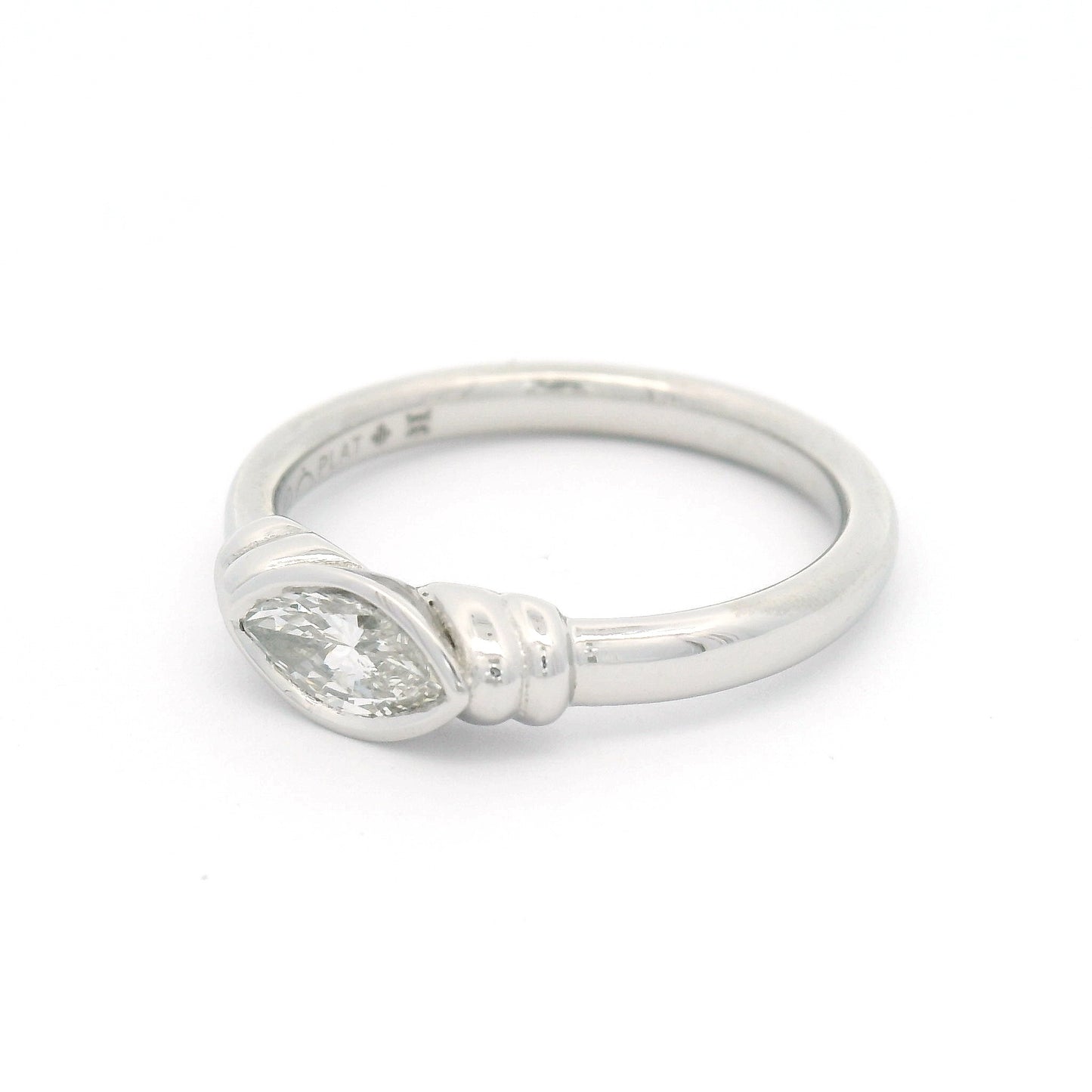 Platinum Bezel-Set Solitaire with 0.40ct Natural Marquise Diamond
