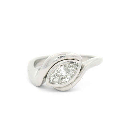 Platinum Bezel Set Solitaire with 0.44ct Marquise