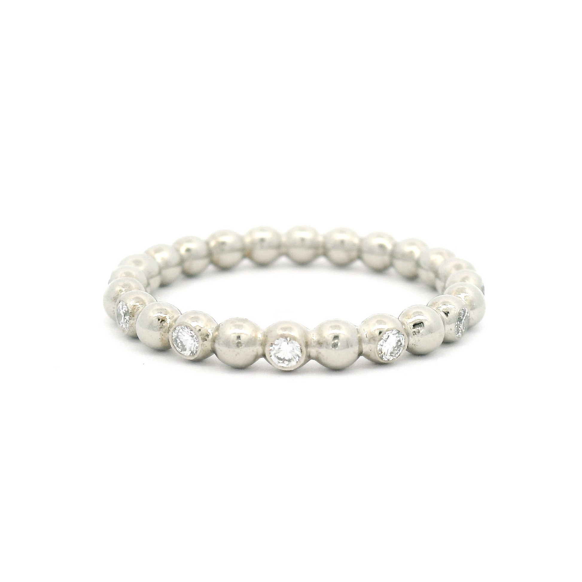 14k White Ball Eternity Band with 0.26cts Diamonds