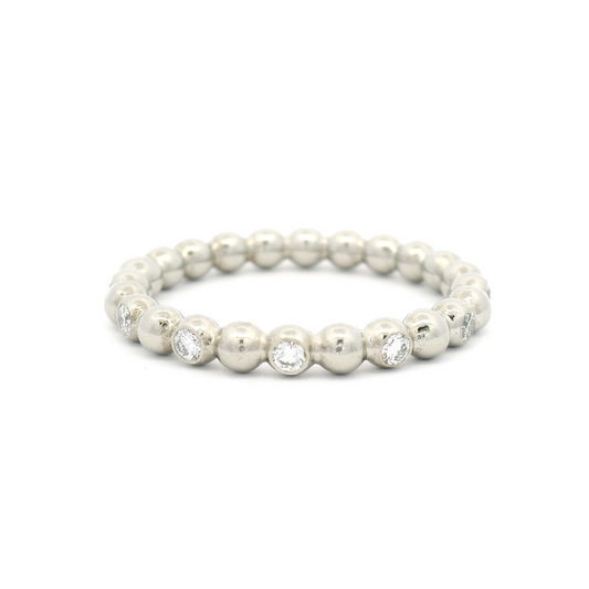 14k White Ball Eternity Band with 0.26cts Diamonds