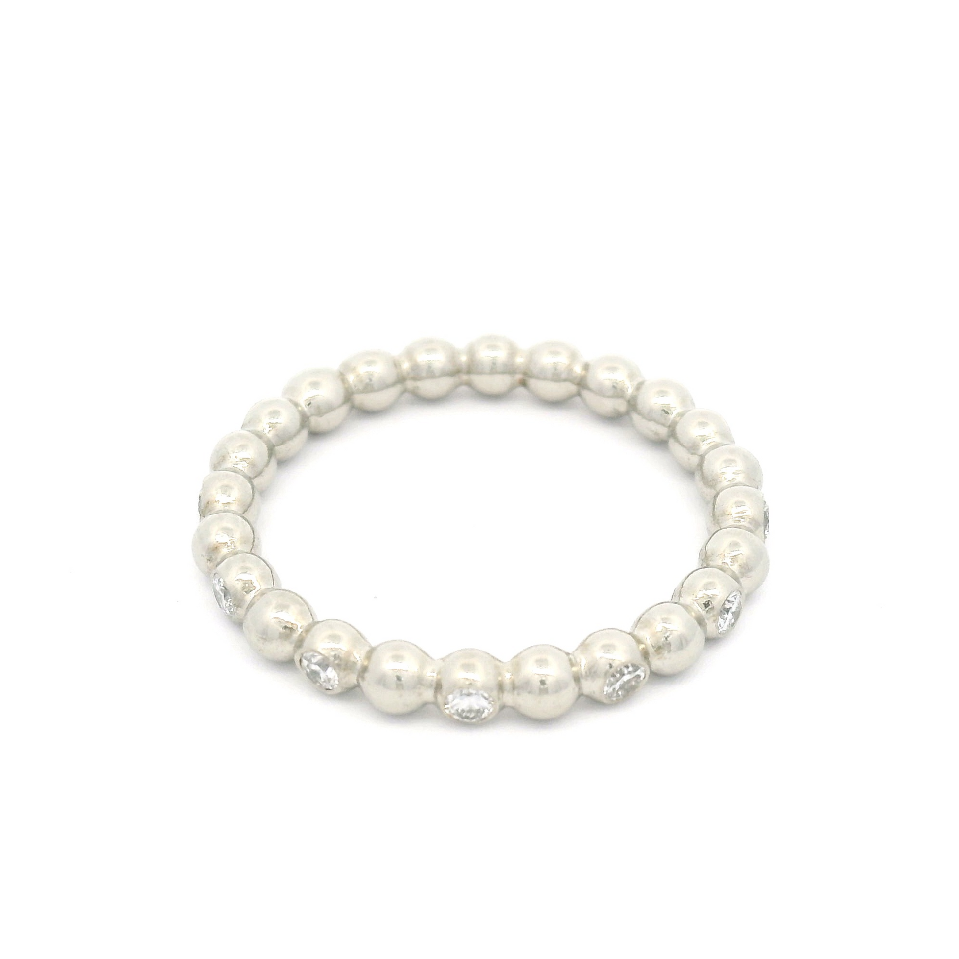 14k White Ball Eternity Band with 0.26cts Diamonds