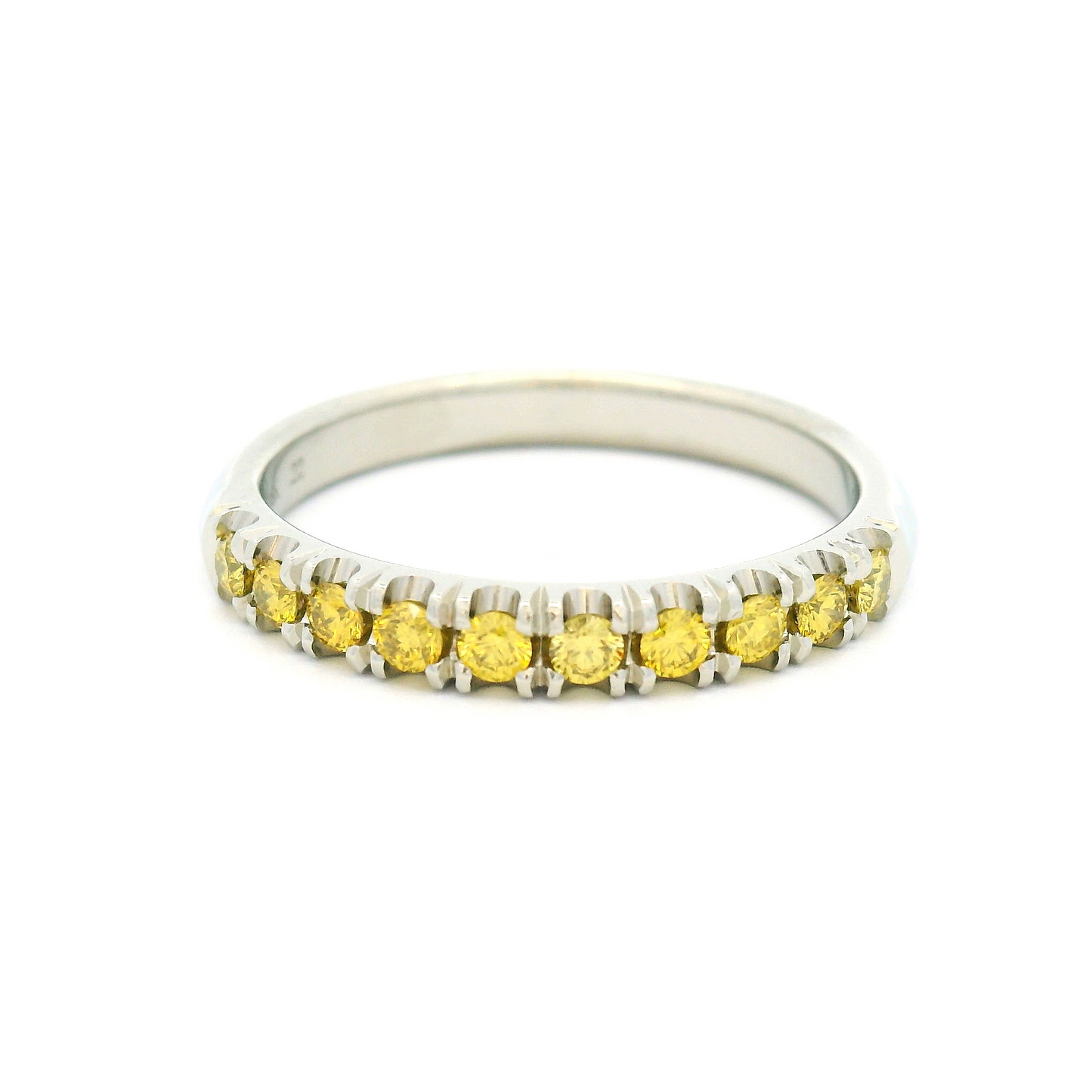 18k White Half Eternity Band with 0.22cts Enhanced Yellow Diamonds