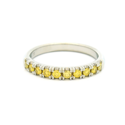 18k White Half Eternity Band with 0.22cts Enhanced Yellow Diamonds