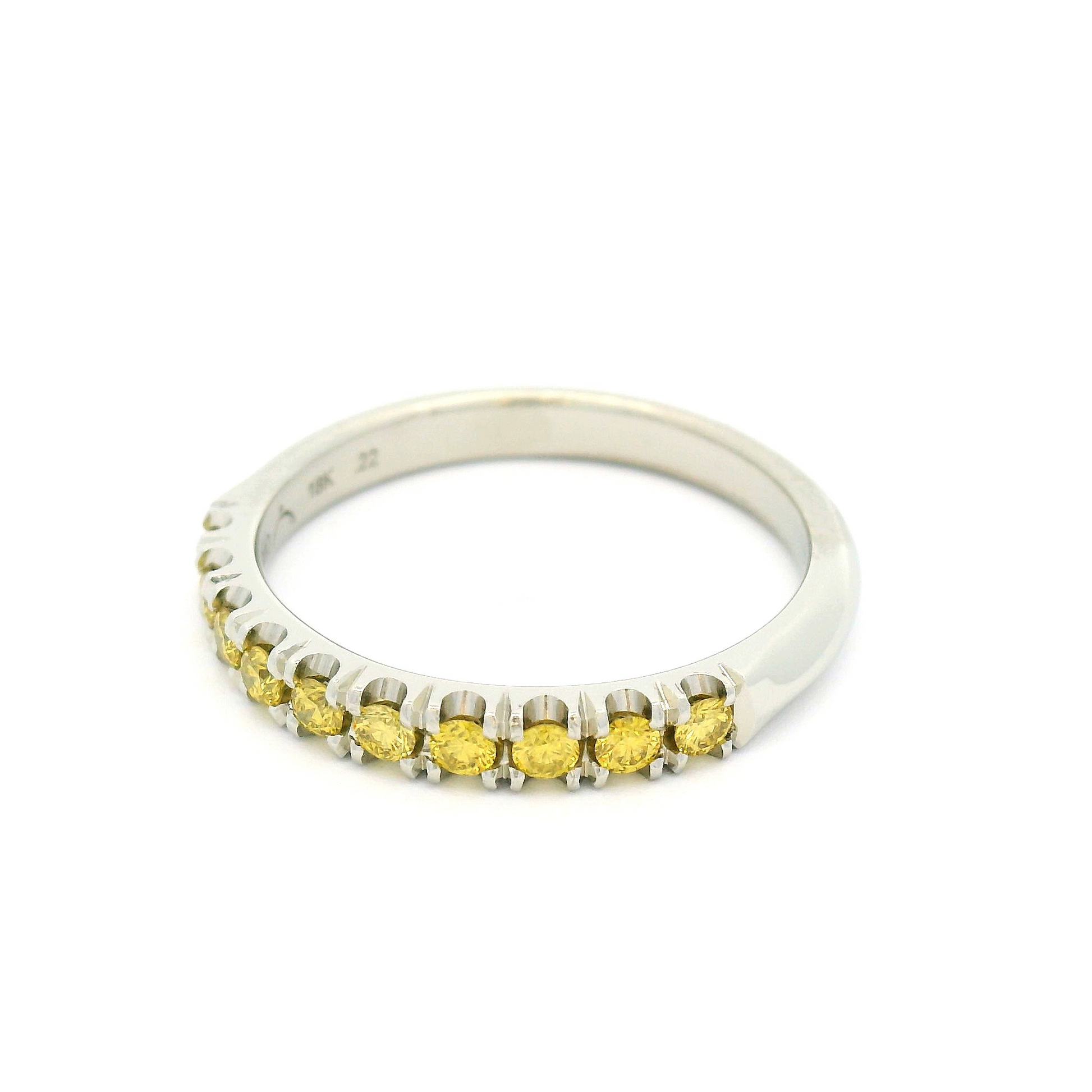 18k White Half Eternity Band with 0.22cts Enhanced Yellow Diamonds